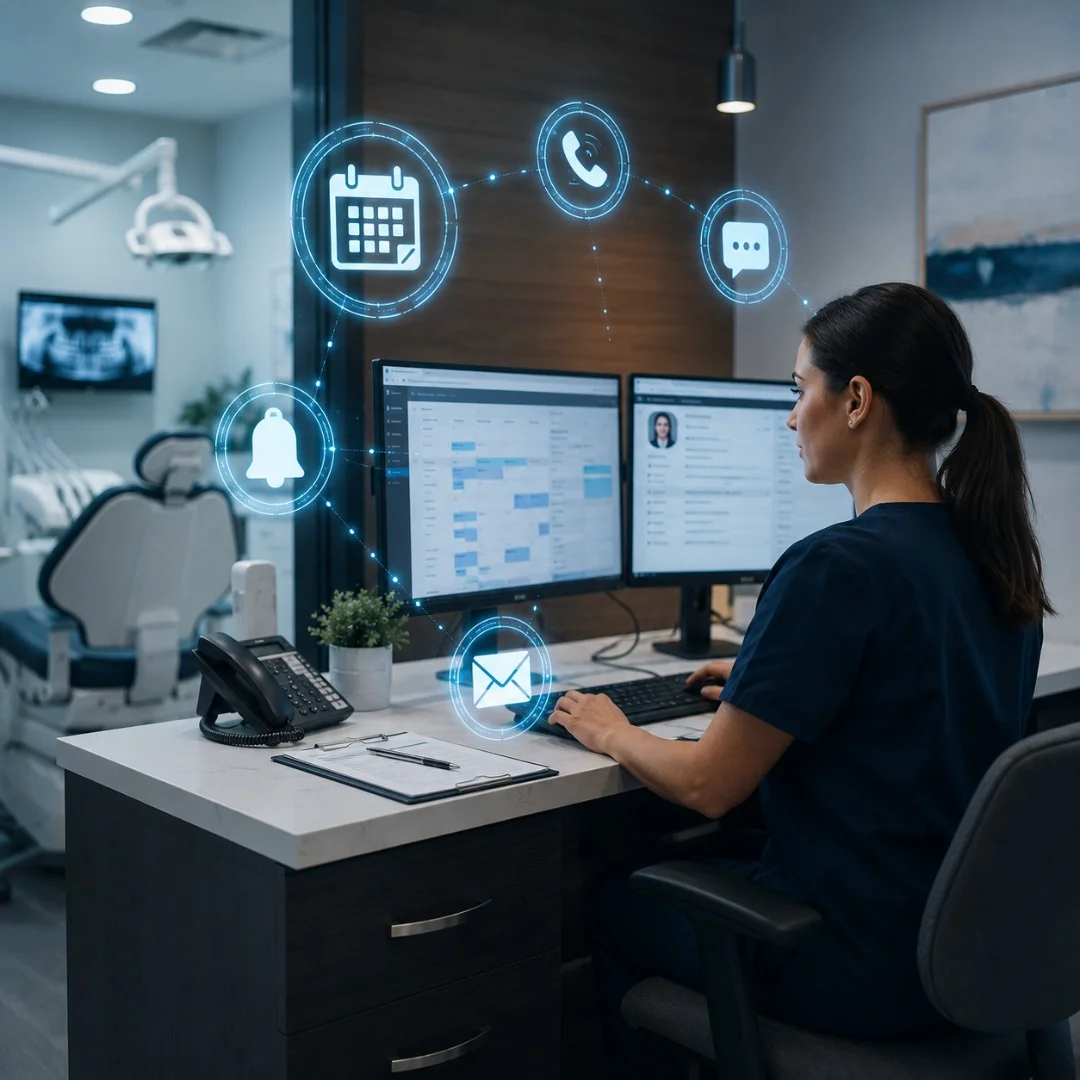 Dental office using AI-powered appointment scheduling and patient communication software