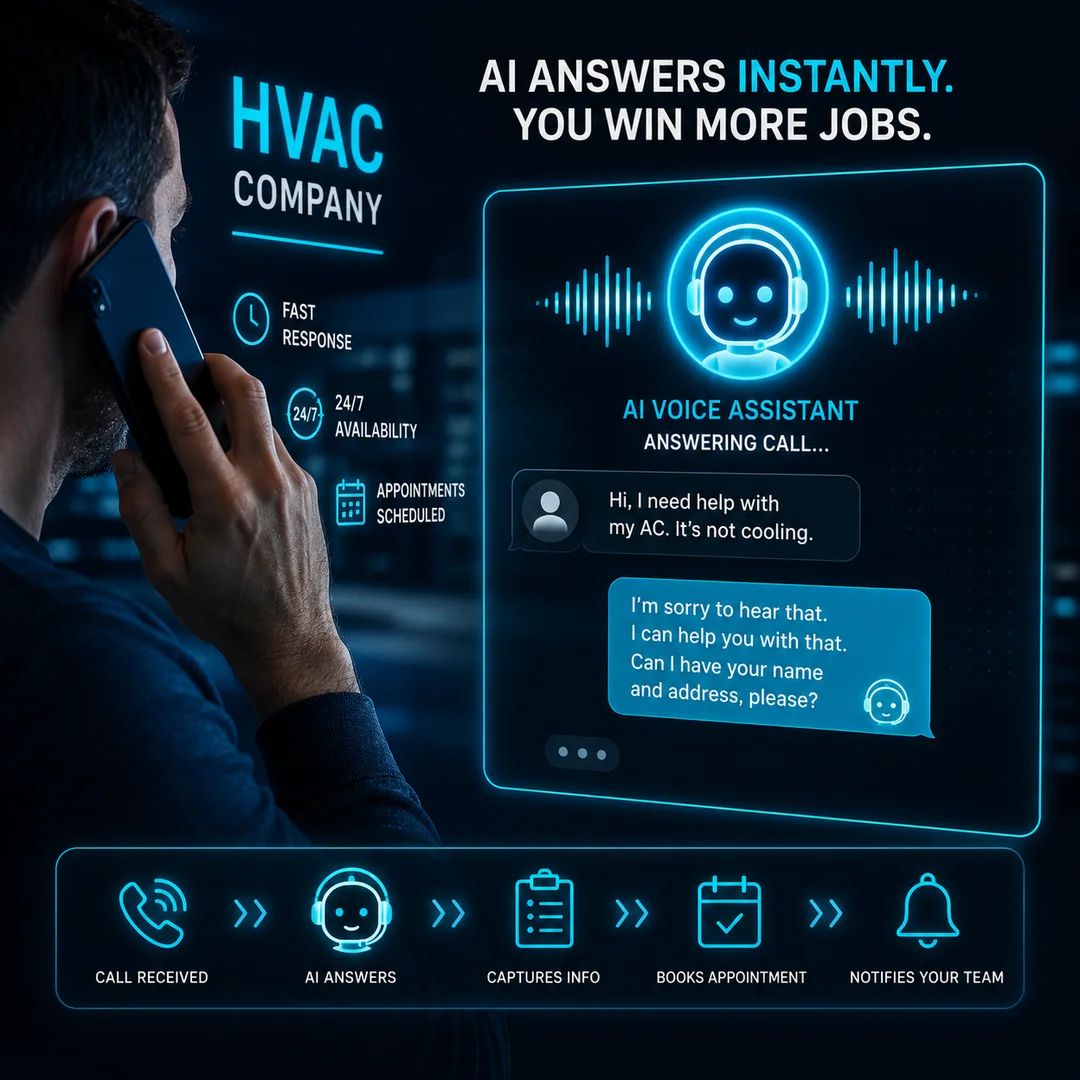 Customer contacting HVAC company while AI system responds instantly